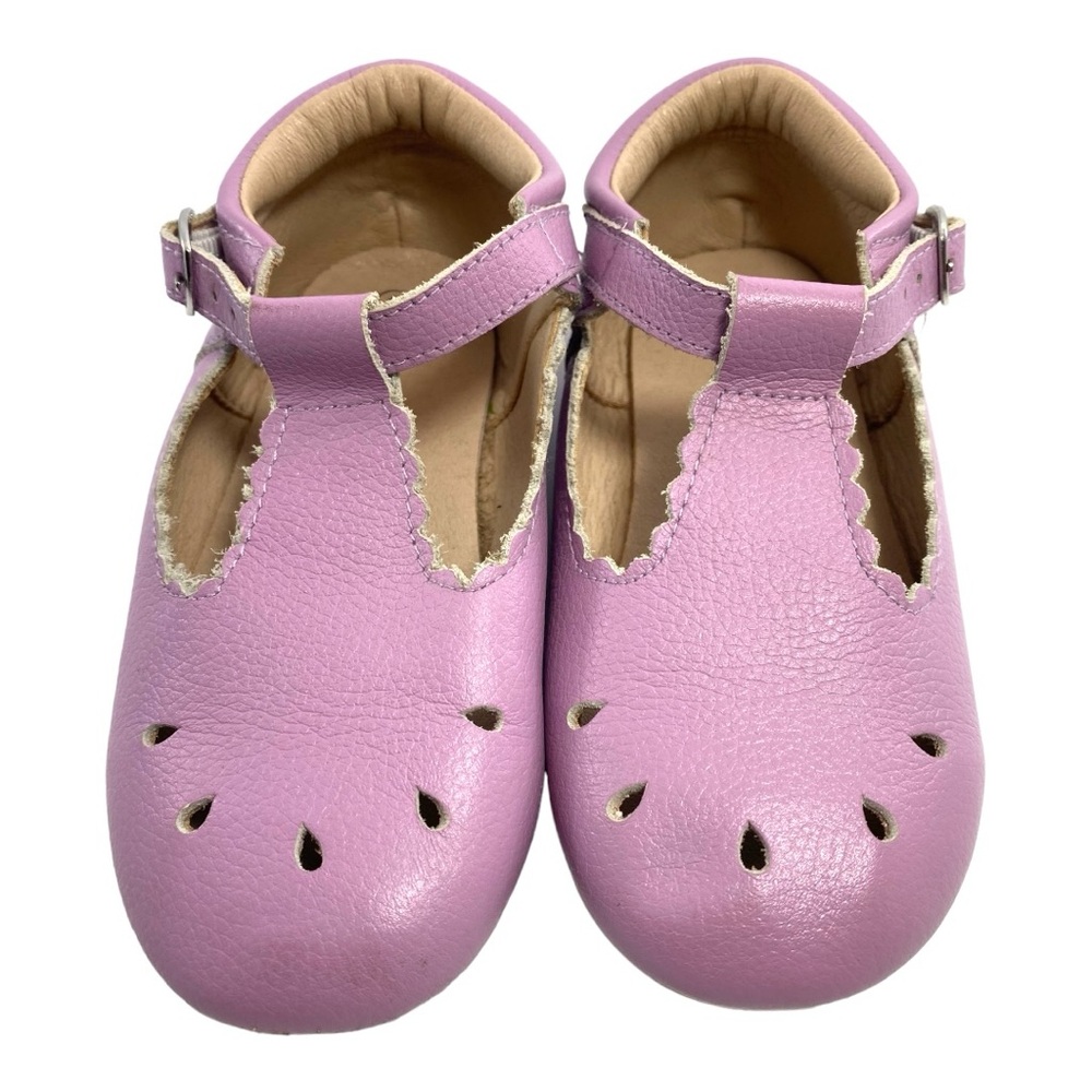 Bayou Blanks Purple Lavender Leather Scallop T-Strap Size 9 Shoes